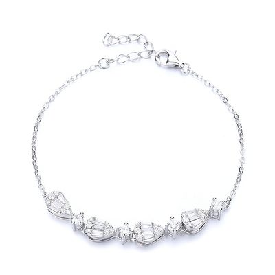 Trendy Fine Jewelry Light Luxury 925 Sterling Silver Rhodium Plated Exquisite Pear Cut Moissanite Charm Bracelet Women