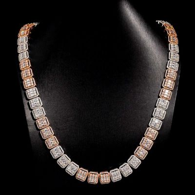 Pass Diamond Tester Hip Hop D Color Baguette 13mm Moissanite Square Men's Cluster Tennis Chain With 925 Sterling Silver GRA