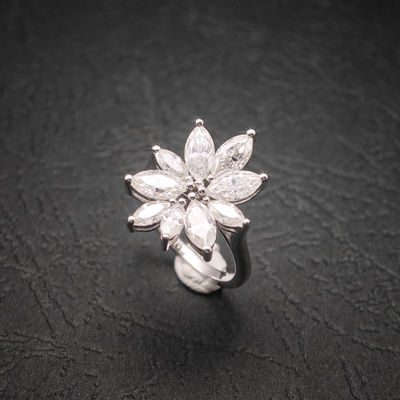 Female 925 Sterling Silver Jewelry Halo Pass Diamond Tester Classic Luxury VVS Marquise Moissanite Flower Cluster Ring