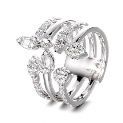 GRA High Quality Baguette Iced Out Bling 925 Silver Pass Diamond Tester Moissanite Cluster Open Ended Ring for Women Men