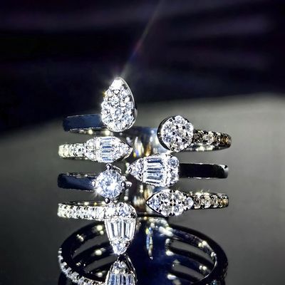 GRA High Quality Baguette Iced Out Bling 925 Silver Pass Diamond Tester Moissanite Cluster Open Ended Ring for Women Men