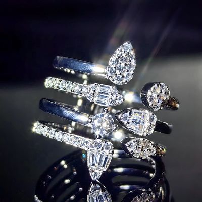 GRA High Quality Baguette Iced Out Bling 925 Silver Pass Diamond Tester Moissanite Cluster Open Ended Ring for Women Men