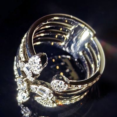 GRA High Quality Baguette Iced Out Bling 925 Silver Pass Diamond Tester Moissanite Cluster Open Ended Ring for Women Men
