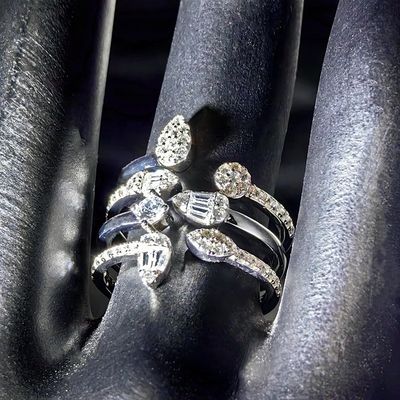 GRA High Quality Baguette Iced Out Bling 925 Silver Pass Diamond Tester Moissanite Cluster Open Ended Ring for Women Men
