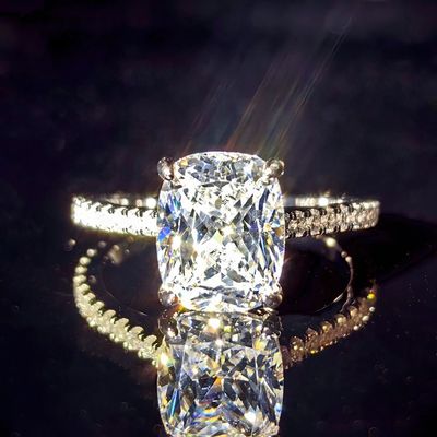 Pass Diamond Tester Luxury D Color Moissanite Halo  Women's Radiant Cut Square Ring With 925 Sterling Silver GRA Wedding Gift