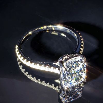 Pass Diamond Tester Luxury D Color Moissanite Halo  Women's Radiant Cut Square Ring With 925 Sterling Silver GRA Wedding Gift