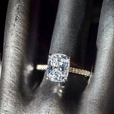 Pass Diamond Tester Luxury D Color Moissanite Halo  Women's Radiant Cut Square Ring With 925 Sterling Silver GRA Wedding Gift