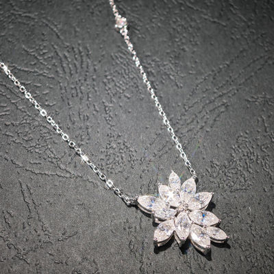 Marquise Moissanite Flower Cluster Necklace Female 925 Sterling Silver Irregular Pendant Flowers Collarbone Pass Diamond Tester
