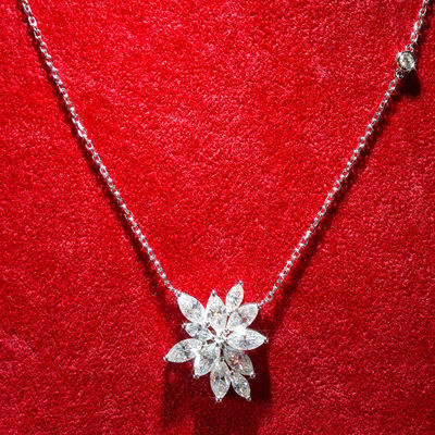 Marquise Moissanite Flower Cluster Necklace Female 925 Sterling Silver Irregular Pendant Flowers Collarbone Pass Diamond Tester