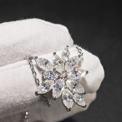 Marquise Moissanite Flower Cluster Necklace Female 925 Sterling Silver Irregular Pendant Flowers Collarbone Pass Diamond Tester