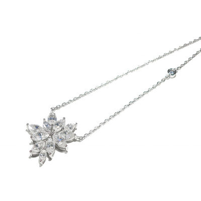Marquise Moissanite Flower Cluster Necklace Female 925 Sterling Silver Irregular Pendant Flowers Collarbone Pass Diamond Tester