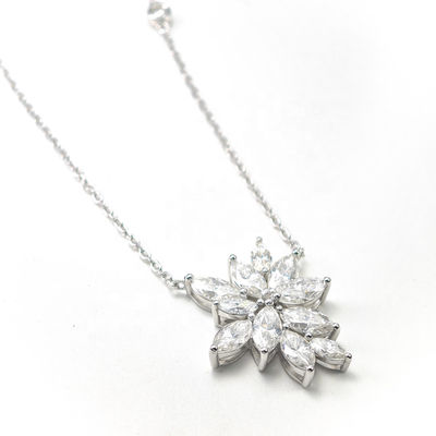 Marquise Moissanite Flower Cluster Necklace Female 925 Sterling Silver Irregular Pendant Flowers Collarbone Pass Diamond Tester
