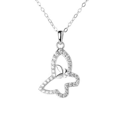 Factory Direct GRA Iced Bling VVS D Color Moissanite 925 Sterling Silver Butterfly Necklace for Women Passes Diamond Tester