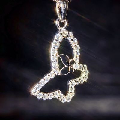 Factory Direct GRA Iced Bling VVS D Color Moissanite 925 Sterling Silver Butterfly Necklace for Women Passes Diamond Tester