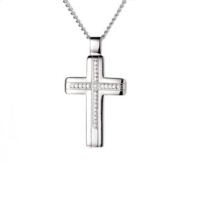 2025 Fine Jewelry 925 Sterling Silver Iced Out VVS Moissanite Cross Pendant Necklace Tester-Passed Diamond for Women and Men