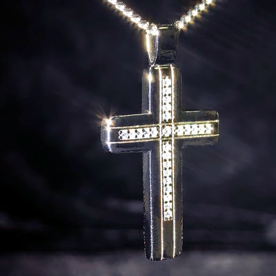 2025 Fine Jewelry 925 Sterling Silver Iced Out VVS Moissanite Cross Pendant Necklace Tester-Passed Diamond for Women and Men