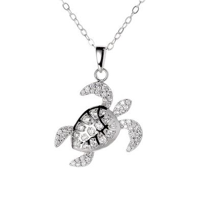 GRA High Quality 925 Sterling Silver Turtle Pendant Necklace with Iced Bling Passes Diamond Tester VVS Moissanite for Women Men