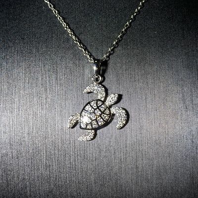GRA High Quality 925 Sterling Silver Turtle Pendant Necklace with Iced Bling Passes Diamond Tester VVS Moissanite for Women Men