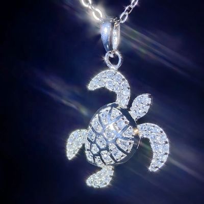 GRA High Quality 925 Sterling Silver Turtle Pendant Necklace with Iced Bling Passes Diamond Tester VVS Moissanite for Women Men