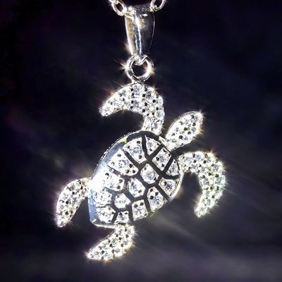 GRA High Quality 925 Sterling Silver Turtle Pendant Necklace with Iced Bling Passes Diamond Tester VVS Moissanite for Women Men