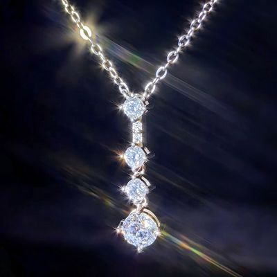 High Quality 925 Sterling Silver Minimalist Moissanite Necklace for Women Iced Bling VVS Claw Setting with Pass Diamond Tester