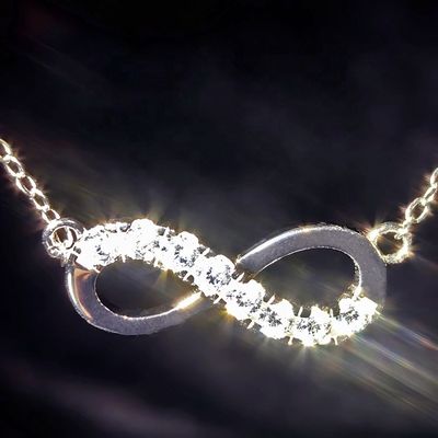 Minimalist 925 Silver GRA Gift Women's Infinity Symbol Lemniscate Necklace Pass Diamond Tester D Color Moissanite