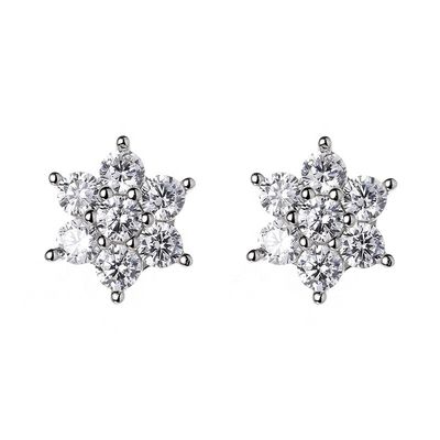 GRA Iced Out Bling 925 Sterling Silver Pass Diamond Tester VVS Moissanite Star David Hexagram Stud Earrings for Women Men