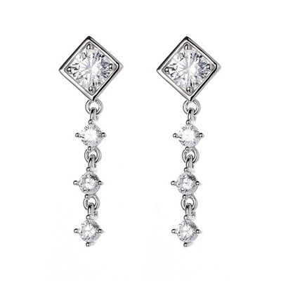 High Quality Factory Direct GRA Bling VVS D Color Moissanite 925 Silver Pass Diamond Tester Halo Square Drop Earrings for Women