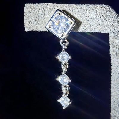 High Quality Factory Direct GRA Bling VVS D Color Moissanite 925 Silver Pass Diamond Tester Halo Square Drop Earrings for Women