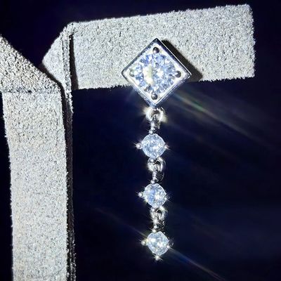 High Quality Factory Direct GRA Bling VVS D Color Moissanite 925 Silver Pass Diamond Tester Halo Square Drop Earrings for Women