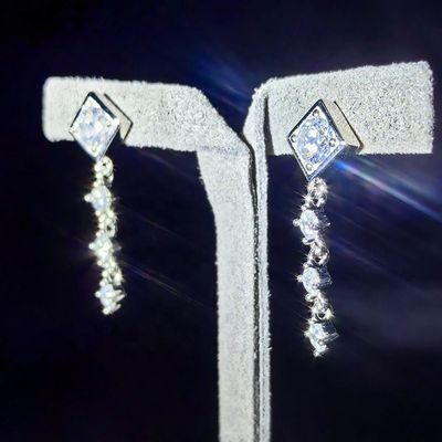 High Quality Factory Direct GRA Bling VVS D Color Moissanite 925 Silver Pass Diamond Tester Halo Square Drop Earrings for Women