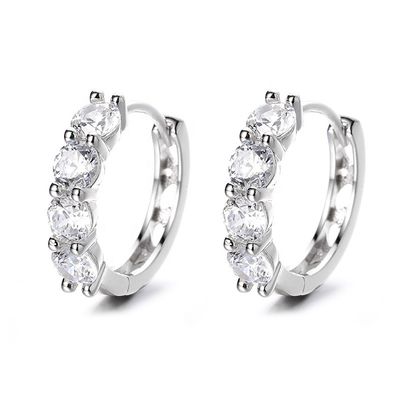 GRA Fine Jewelry Rhodium Plated S925 Silver Shimmering VVS D Color Moissanite Huggie Hoop Earrings for Women Pass Diamond Tester