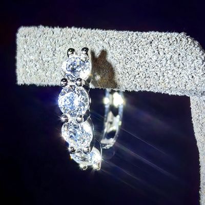 GRA Fine Jewelry Rhodium Plated S925 Silver Shimmering VVS D Color Moissanite Huggie Hoop Earrings for Women Pass Diamond Tester