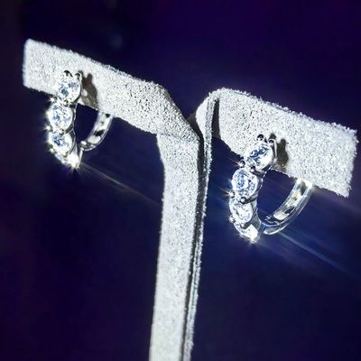 GRA Fine Jewelry Rhodium Plated S925 Silver Shimmering VVS D Color Moissanite Huggie Hoop Earrings for Women Pass Diamond Tester