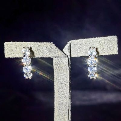 GRA Fine Jewelry Rhodium Plated S925 Silver Shimmering VVS D Color Moissanite Huggie Hoop Earrings for Women Pass Diamond Tester