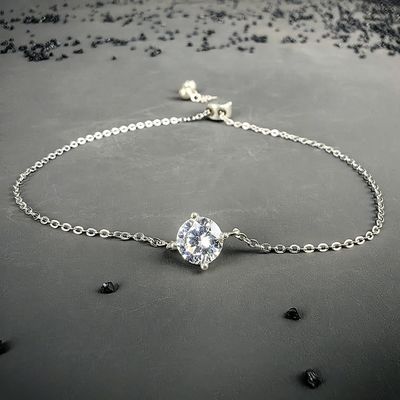 Factory Wholesale 925 Sterling Silver Rhodium Gold Plated Fashionable Moissanite Charm Chain Link Bracelet for Women and Girls