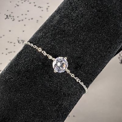 Factory Wholesale 925 Sterling Silver Rhodium Gold Plated Fashionable Moissanite Charm Chain Link Bracelet for Women and Girls