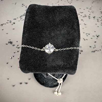 Factory Wholesale 925 Sterling Silver Rhodium Gold Plated Fashionable Moissanite Charm Chain Link Bracelet for Women and Girls