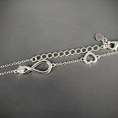 Wholesale Minimalist 925 Silver Heart Number 8 Musk Infinite Symbol VVS Moissanite Bracelet for Women High Grade Fashion