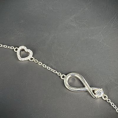 Wholesale Minimalist 925 Silver Heart Number 8 Musk Infinite Symbol VVS Moissanite Bracelet for Women High Grade Fashion