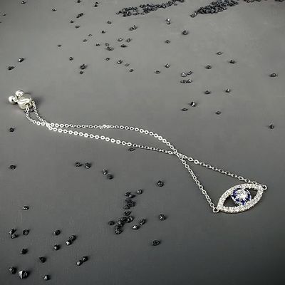 Fine Jewelry Nazar Boncugu Adjustable 925 Sterling Silver Blue Evil Devil Eye VVS Moissanite Charm Bracelets for Women
