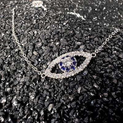 Fine Jewelry Nazar Boncugu Adjustable 925 Sterling Silver Blue Evil Devil Eye VVS Moissanite Charm Bracelets for Women