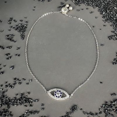Fine Jewelry Nazar Boncugu Adjustable 925 Sterling Silver Blue Evil Devil Eye VVS Moissanite Charm Bracelets for Women