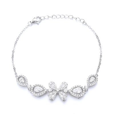Light Luxury 925 Sterling Silver Rhodium Plated Four Leaf Clover Moissanite Charm Women's Wedding Bracelet Chain Link New Design