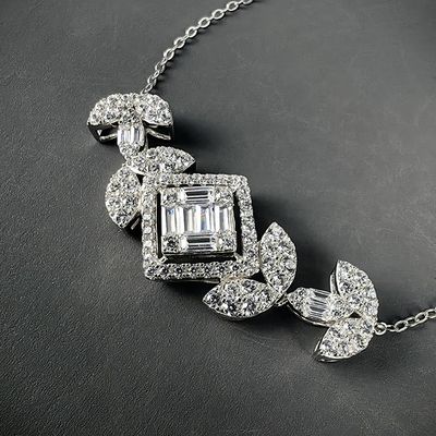 High Quality 925 Sterling Silver Rhodium Plated Bling Moissanite Charm Chain Link Bracelet for Women Light Luxury Wedding