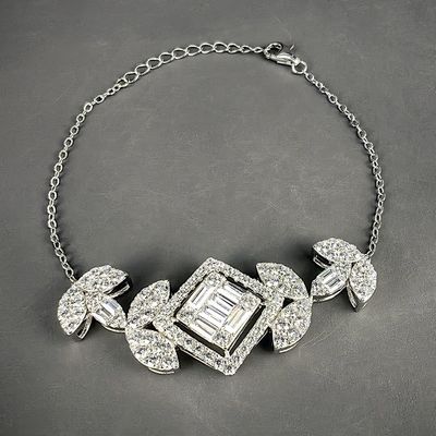 High Quality 925 Sterling Silver Rhodium Plated Bling Moissanite Charm Chain Link Bracelet for Women Light Luxury Wedding