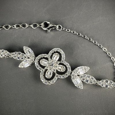 Pass Diamond Tester GRA Luxury Four Leaf Clover 925 Silver Bling VVS Baguette Moissanite Bracelet for Women Wedding Party