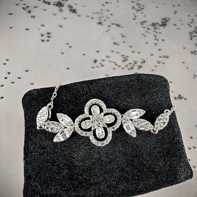 Pass Diamond Tester GRA Luxury Four Leaf Clover 925 Silver Bling VVS Baguette Moissanite Bracelet for Women Wedding Party