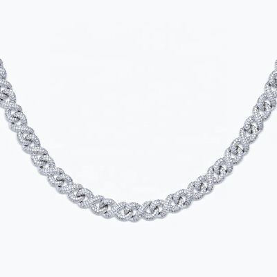 Hip Hop VVS Moissanite Men's GRA Iced Out Spiked Figaro Infinity Link Cuban Chain With 925 Sterling Silver Pass Diamond Tester