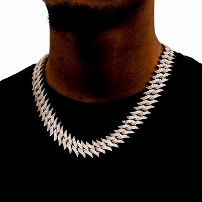 Hip Hop VVS Moissanite Men's GRA Iced Out Spiked Figaro Infinity Link Cuban Chain With 925 Sterling Silver Pass Diamond Tester